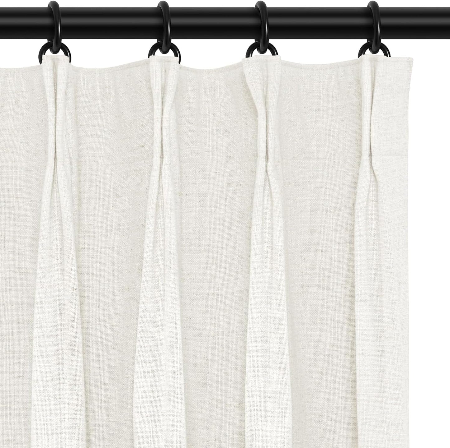 INOVADAY 100% Blackout Curtains for Bedroom, Pinch Pleated Linen Blackout Curtains 96 Inch Length 2 Panels Set, Thermal Room Darkening Linen Curtain Drapes for Living Room, W40 X L96,Beige White  INOVADAY Ivory 40"W X 84"L-2 Panels 