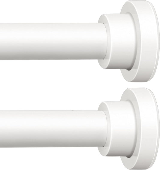 ENJOYBASICS 2 Pack Adjustable Spring Tension Curtain Rod 32 to 66 Inches, Stainless Steel White Shower Rod No Drilling, 7/8" Tension Rod for Window, Bathroom, Closet, Room Divider