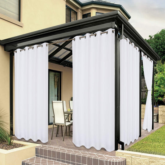 BONZER Outdoor Curtains for Patio Waterproof, Premium Thick Privacy Weatherproof Grommet outside Curtains for Porch, Gazebo, Deck, 1 Panel, 54W X 84L Inch, White  BONZER White 84W X 95L Inch 
