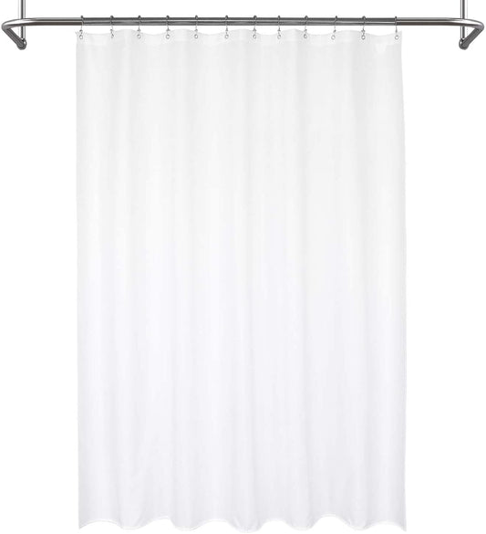 Mrs Awesome Waterproof Fabric Shower Curtain Liner, Suction Cups Included, Machine Washable Cloth Shower Curtain for Bathroom, 72 X 72 Inch, White