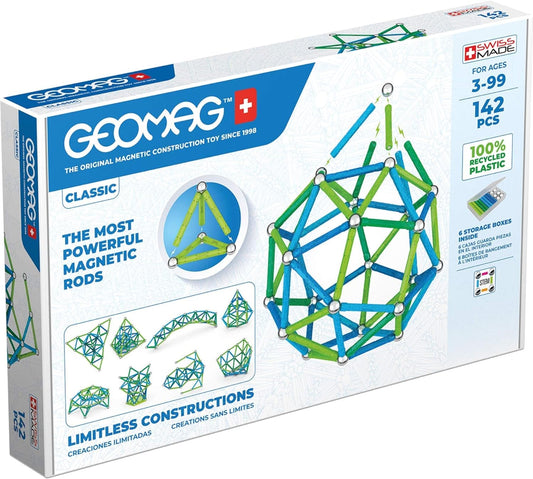 Geomag Magnetic Construction Toy | Blue & Green Line Color | Pack of 142