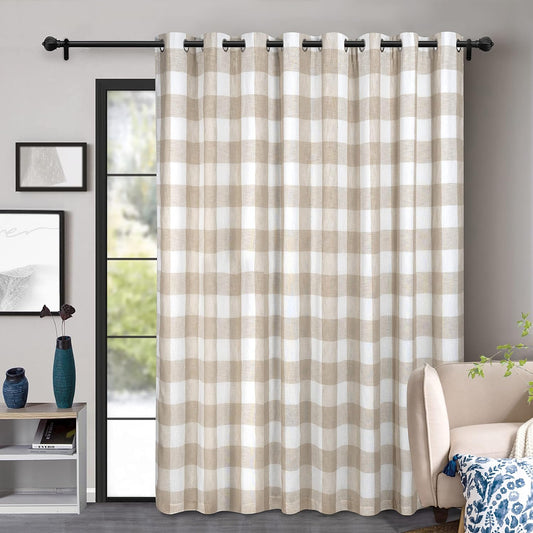 Driftaway Room Divider Curtain 84 Inches Long Blackout Privacy Patio Door Sliding Glass Door Curtains Extra Wide Closet Curtain for Bedroom Grommet Buffalo Check Plaid 108W X 84L Inch Taupe 1 Panel  DriftAway Taupe 108"W X 84"L|7Ft Tall X 9Ft Wide 