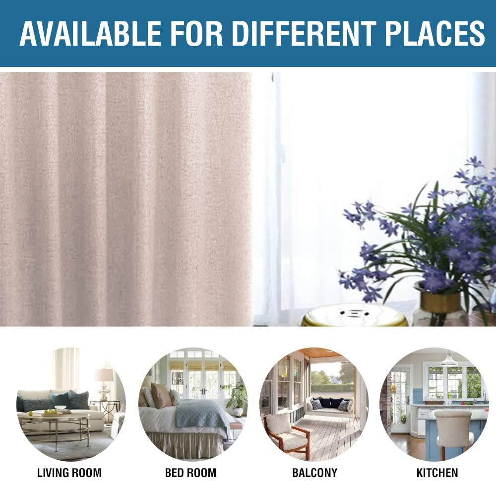 H.VERSAILTEX 100% Blackout Curtains for Bedroom Thermal Insulated Linen Textured Curtains Heat and Full Light Blocking Drapes Living Room Curtains 2 Panel Sets, 52X84 - Inch, Natural  H.VERSAILTEX   