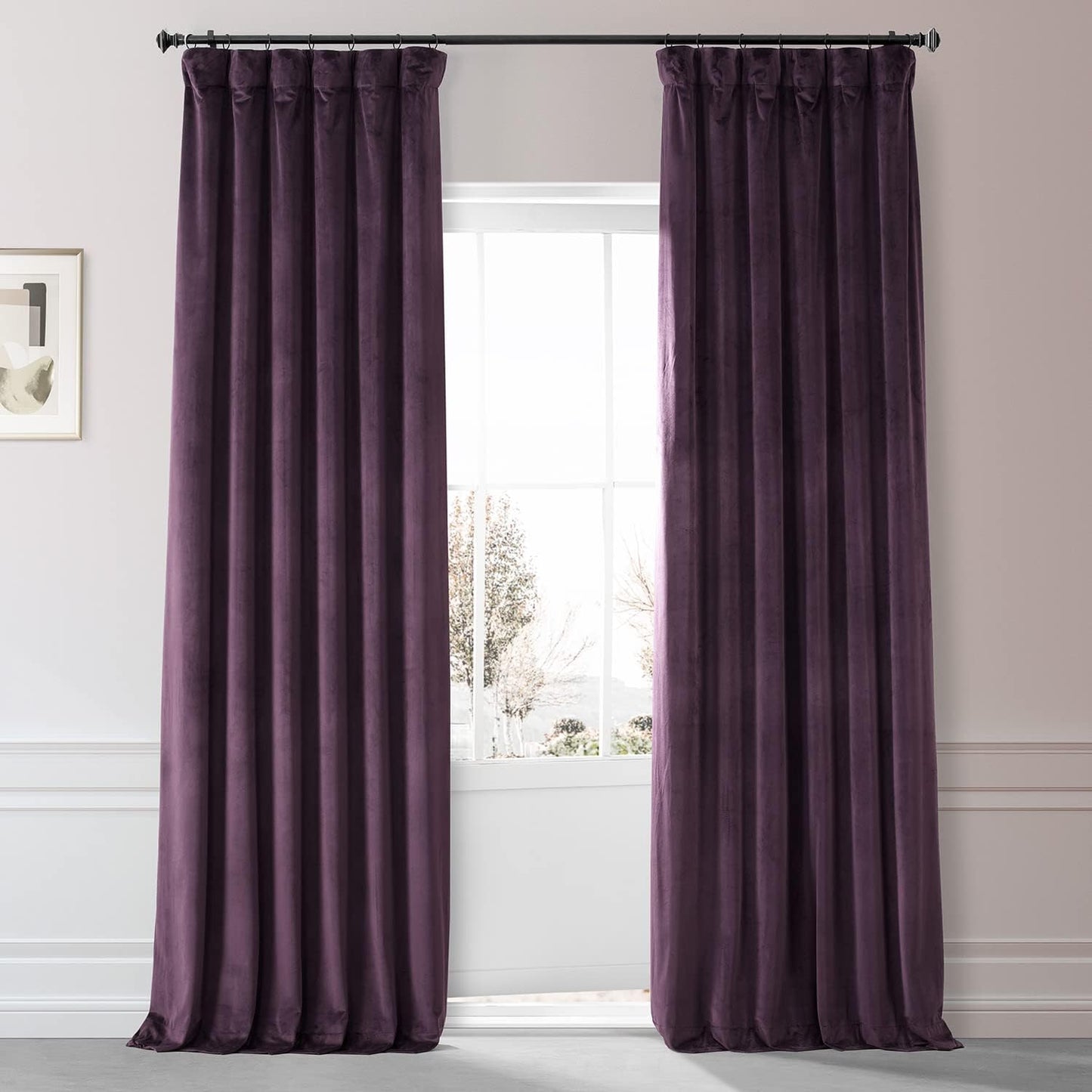 HPD HALF PRICE DRAPES Blackout Solid Thermal Insulated Window Curtain 50 X 96 Signature Plush Velvet Curtains for Bedroom & Living Room (1 Panel), VPYC-SBO198593-96, Diva Cream  Exclusive Fabrics & Furnishings Plum Blossom 50 X 108 