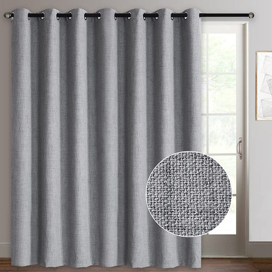 Rose Home Fashion Sliding Door Curtains, Primitive Linen Look 100% Blackout Curtains, Thermal Insulated Patio Door Curtains-1 Panel (W100 X L84, Grey)  Rose Home Fashion Grey W100 X L96|1 Panel 