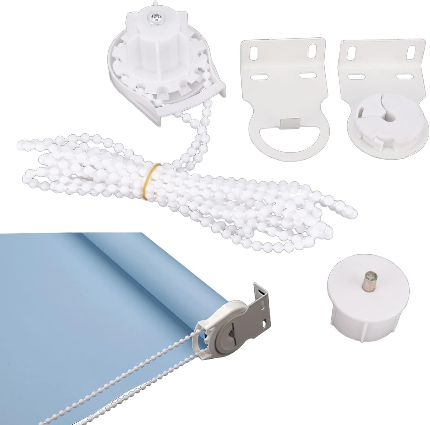 38Mm Roller Blind Replacement Fittings, Metal Roller Blind Fittings Repair Parts Kit Brackets, Roller Shade Hardware for Fixing Curtain Blinds Shades Windows(White)