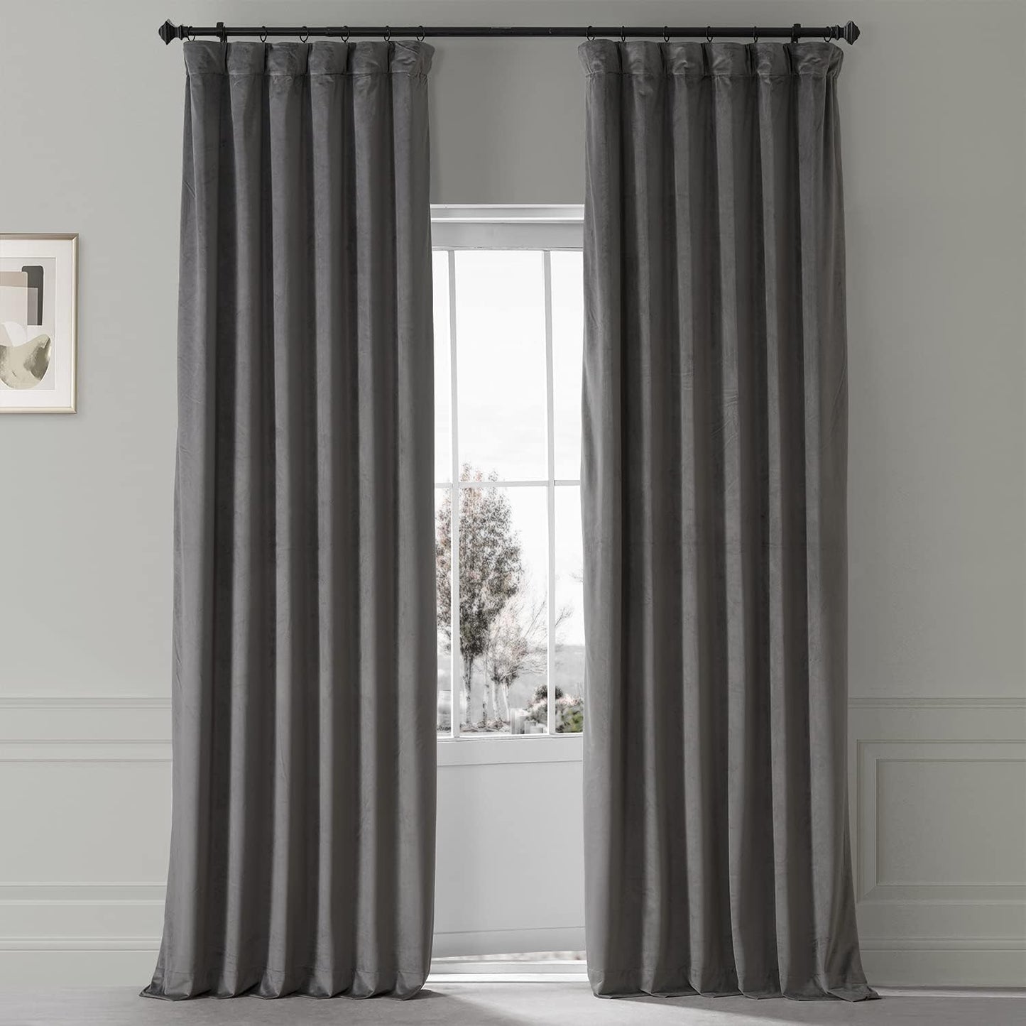 HPD HALF PRICE DRAPES Blackout Solid Thermal Insulated Window Curtain 50 X 96 Signature Plush Velvet Curtains for Bedroom & Living Room (1 Panel), VPYC-SBO198593-96, Diva Cream  Exclusive Fabrics & Furnishings Nightlife Grey 50 X 108 