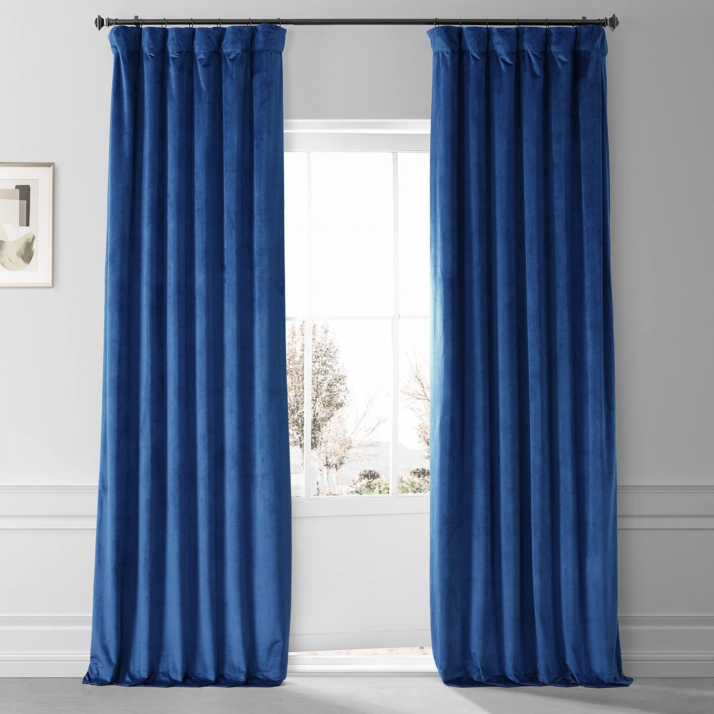 HPD HALF PRICE DRAPES Blackout Solid Thermal Insulated Window Curtain 50 X 96 Signature Plush Velvet Curtains for Bedroom & Living Room (1 Panel), VPYC-SBO198593-96, Diva Cream  Exclusive Fabrics & Furnishings Babylonian Blue 50 X 108 
