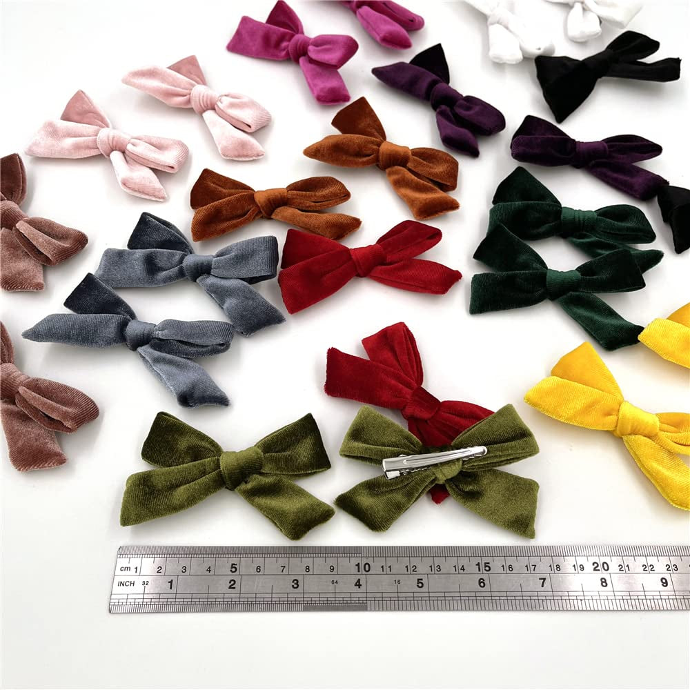 24 Pieces Velvet Bow Hair Clips Barrettes for Baby Girl Hair Bows Alligator Clip Accessories for Little Girls Toddler Kids Teens