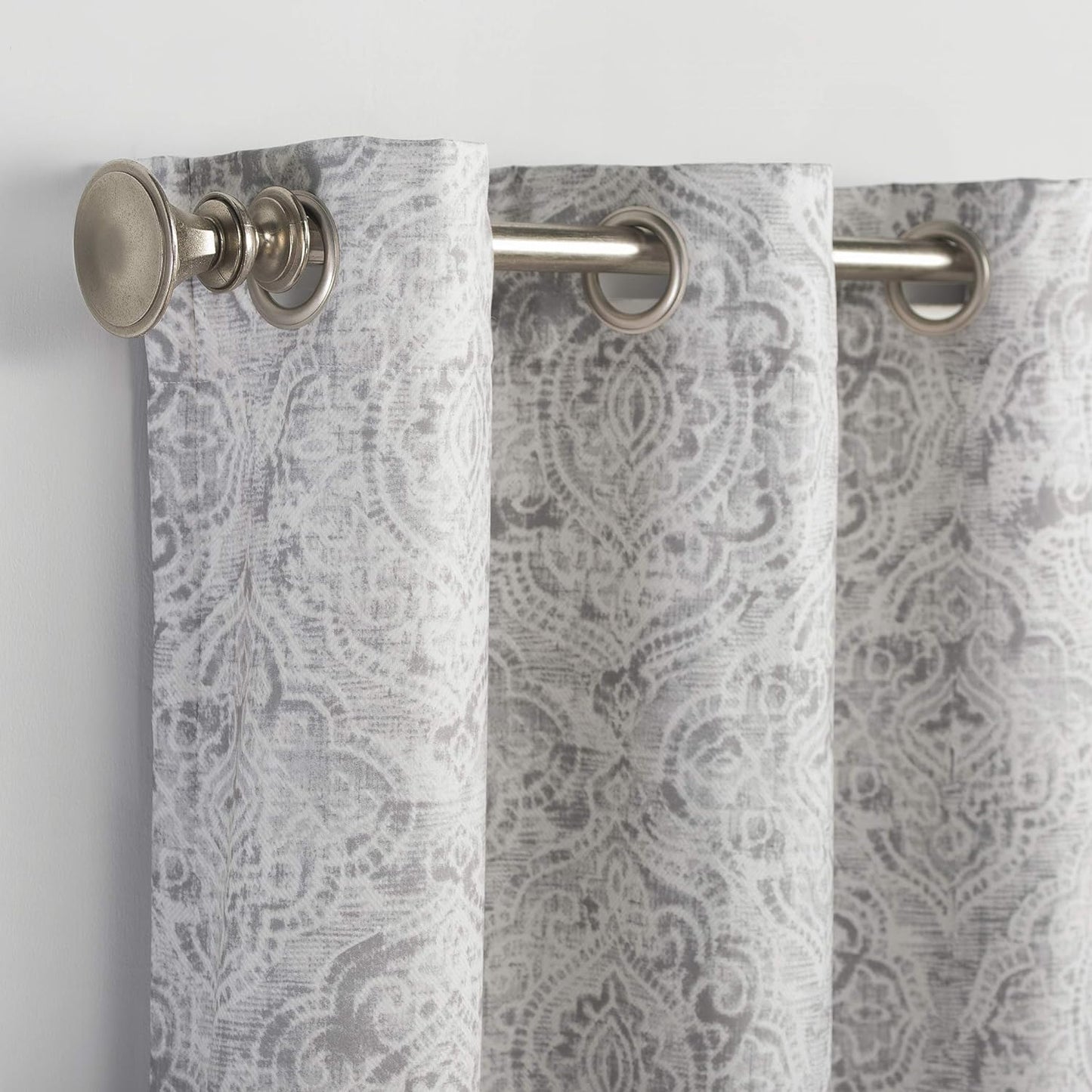 No. 918 Kenji Medallion Draft Shield Fleece Insulated Energy Efficient Grommet Curtain Panel, 40" X 63", Gray  No. 918   