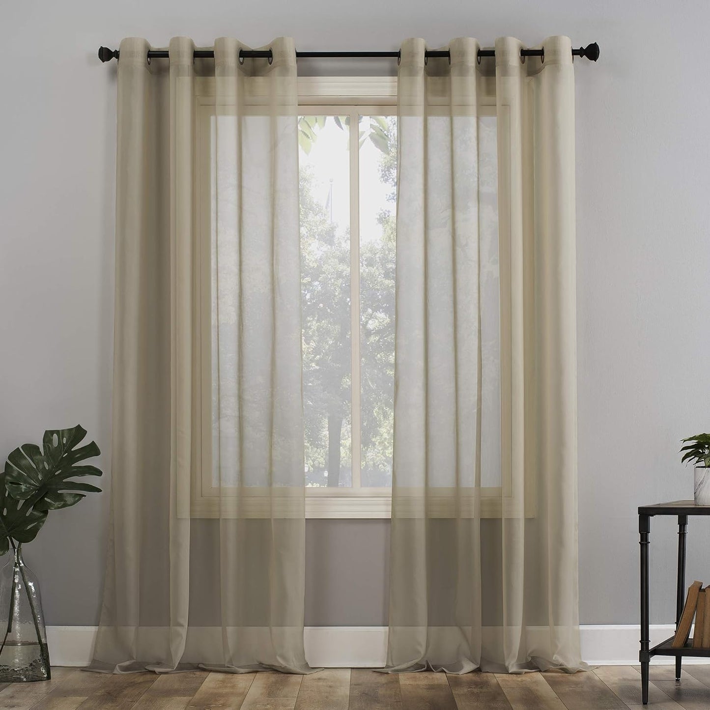 No. 918 Emily Sheer Voile Grommet Curtain Panel, 59" X 95", White  No. 918 Stone Curtain Panel 59" X 95"