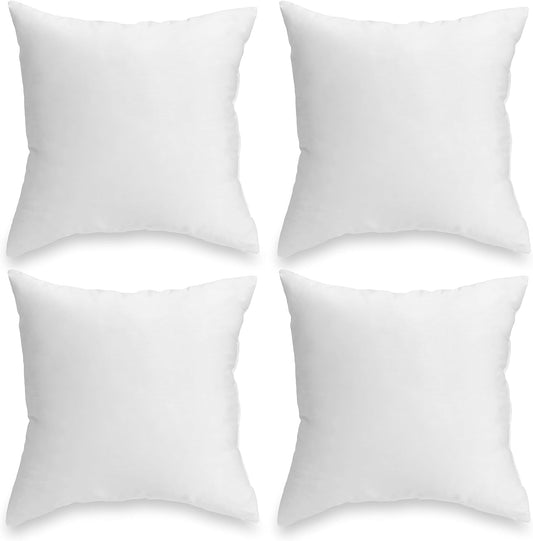 Foamily Throw Pillows Insert - (Pack of 4) Pillow 18" X 18" Inches for Bed and Couch - 100% Machine Washable Cotton Indoor Decorative Throw Pillows