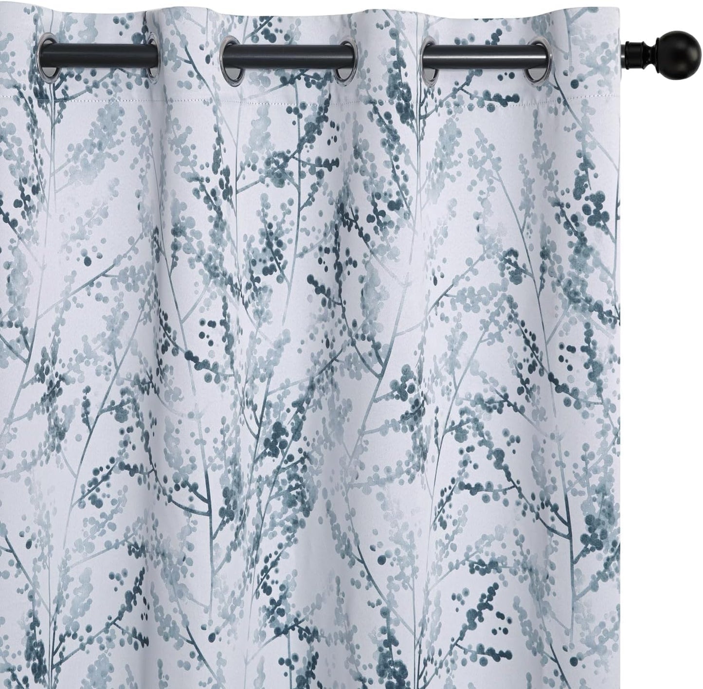 MYSKY HOME Living Room Curtains 84 Inches Long Thermal Insulated Room Darkening Curtains for Dining Room Patio Leaf Pattern Grommet Drapes for Bedroom, Sage, 2 Pieces  MYSKY HOME Branch-Navy Blue 52"W X 84"L 