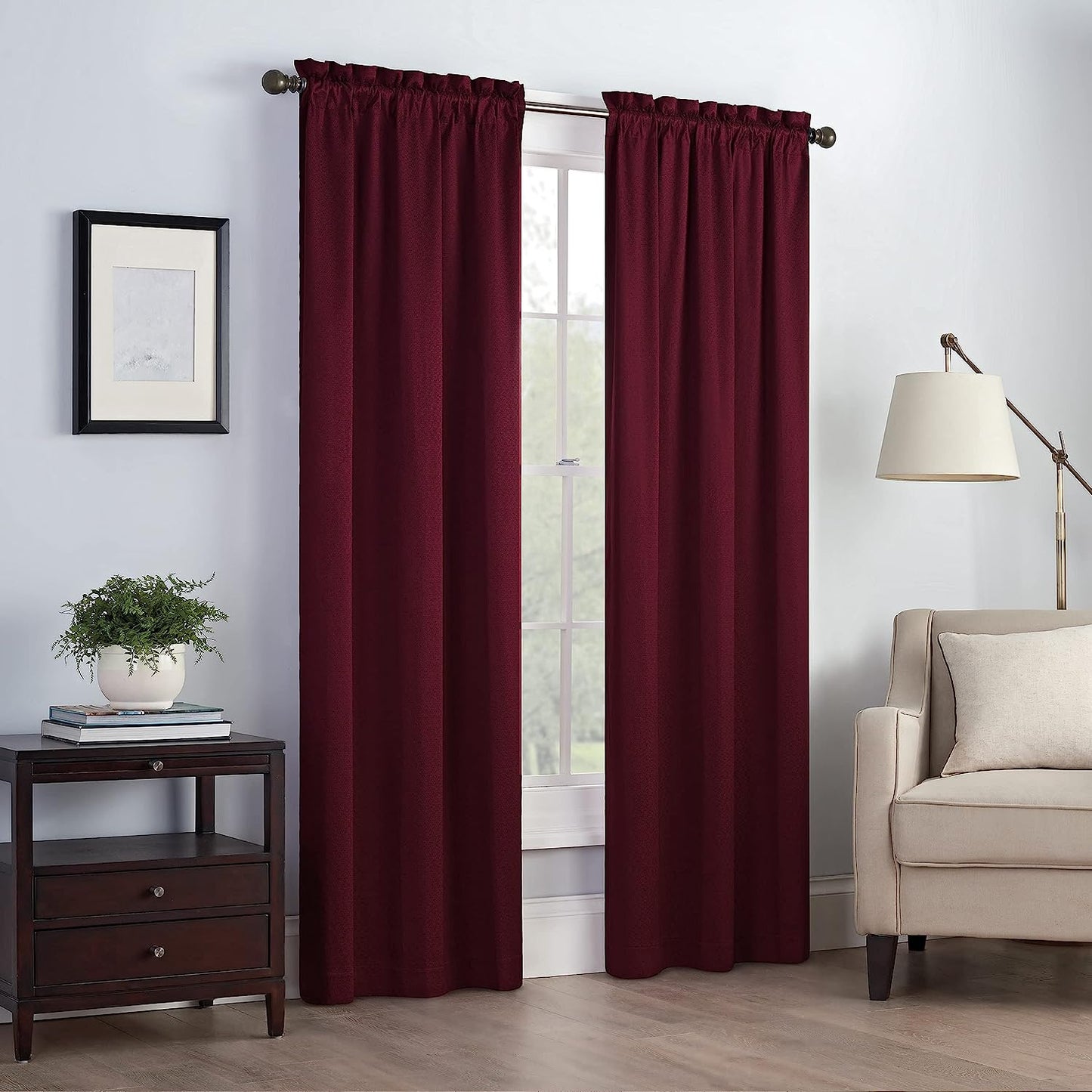 Eclipse Canova Thermal Insulated Single Panel Rod Pocket Darkening Curtains for Living Room, 42 in X 63 In, CHARCOAL  Keeco LLC Burgundy 42 In X 95 In 