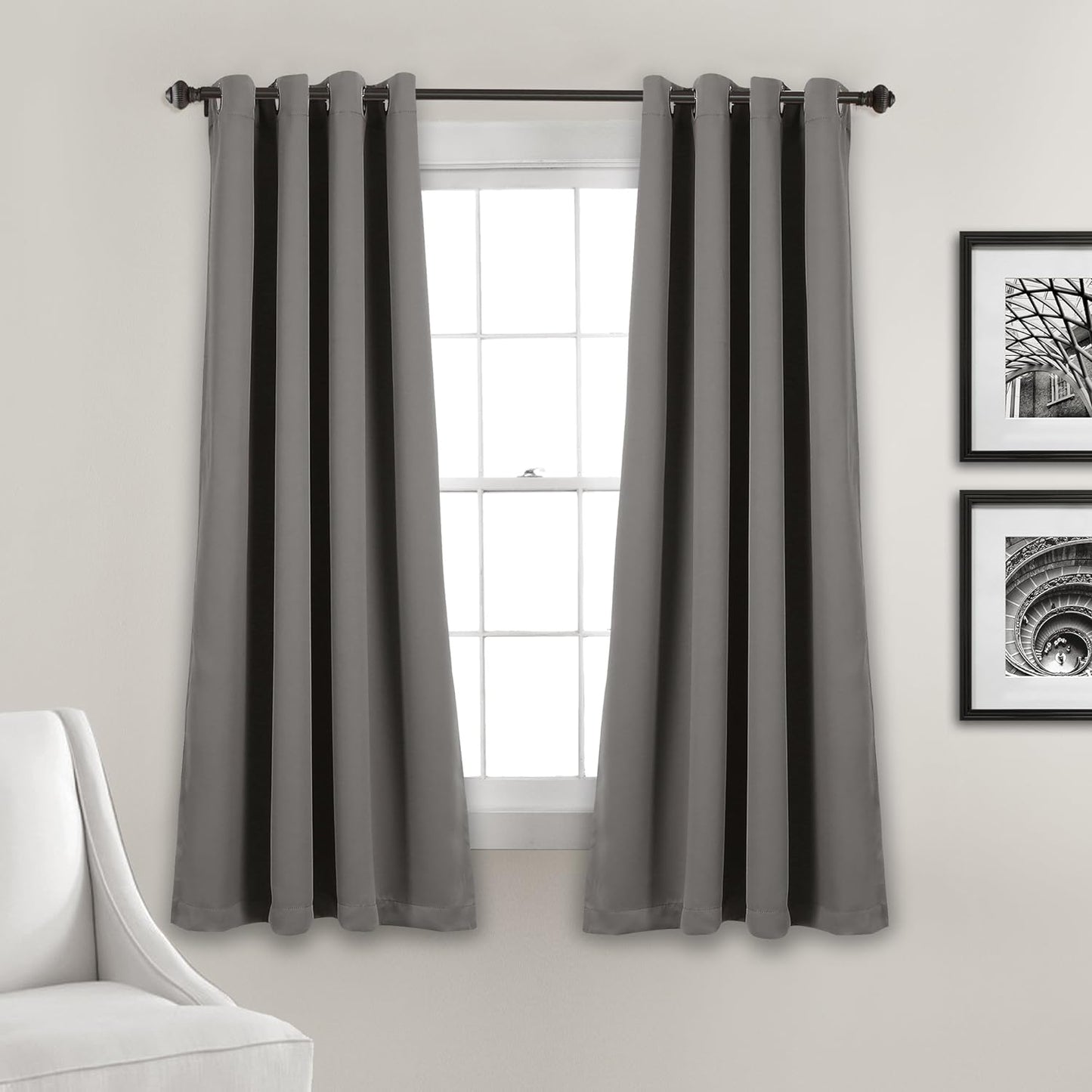 Lush Decor Insulated Grommet Blackout Window Curtain Panels, Pair, 52" W X 120" L, Wheat - Classic Modern Design - 120 Inch Curtains - Extra Long Curtains for Living Room, Bedroom, or Dining Room  Triangle Home Fashions Dark Gray 52"W X 45"L 