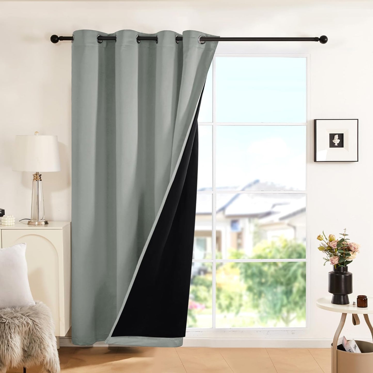 Deconovo Blackout Curtains 72 Inch Length - Grommet Curtains, Thermal Insulated Curtains, Energy Saving Panels for Home Decor (Grey, 1 Panel, 52W X 72L Inch)  DECONOVO   