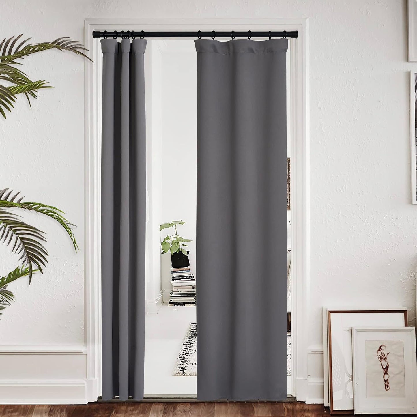 NICETOWN Thermal Insulated Blackout Liner - Blackout Curtain Liner for 63 Inches Drapes, Light Blocking Curtain Liners, Block Out Curtain Liners, Hooks Included, 2 Panels, 45W by 58L Inches  NICETOWN Grey 2 X W27" X L80" 