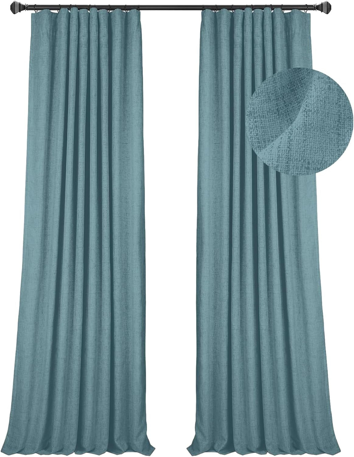 Zeerobee 100% Black Out Curtains for Bedroom Windows 84 Linen Blackout Curtains 84 Inch Length 2 Panels Set, Thermal Insulated Black Out Curtains & Drapes, W50 X L84, Beige  zeerobee 23 Teal 50"W X 96"L 