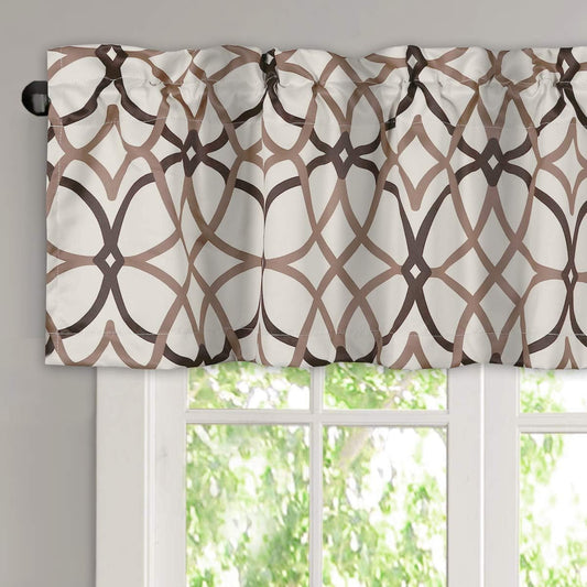 H.VERSAILTEX Blackout Curtain Valances for Kitchen/Bathroom - Thermal Insulated Window Valances for Living Room/Bedroom Rod Pocket Short Curtain 1 Panel, 52X18 Inch, Geo in Taupe and Brown