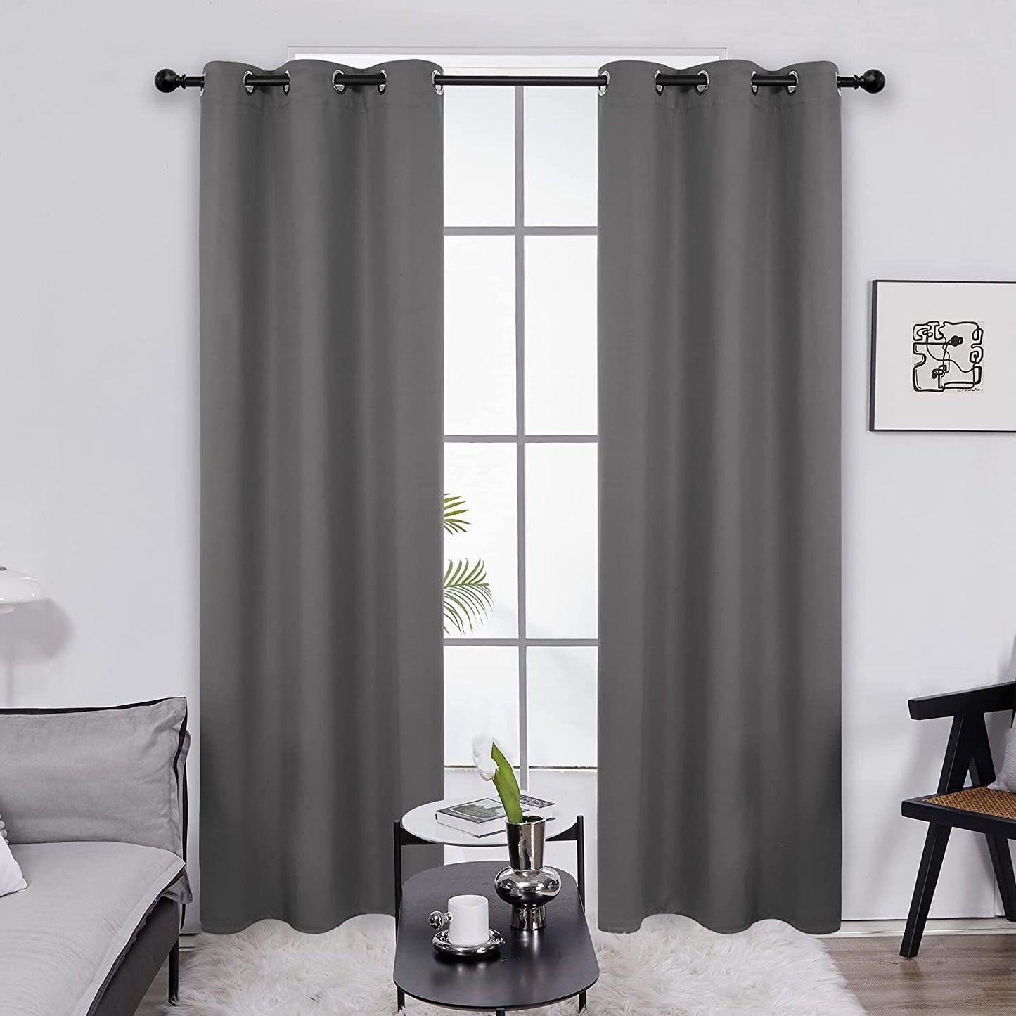 Deconovo 100% Blackout Curtains Room Darkening Thermal Insulated Blackout Grommet Window Curtain for Living Room,Black,42X120-Inch,1 Panel  Deconovo Light Grey 42X120 Inch 