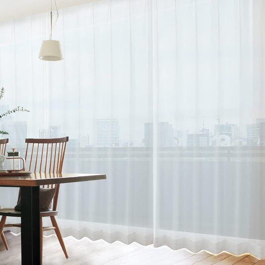 カーテンくれない KURENAI One-Way See through Privacy Lace Curtain [Ninja] Made in Japan Pinch Pleated 2 Panels Semi Sheer for Livingroom Bedroom UV Blocking Light Filtering 39.4W X 94.9L with Hooks&Rings  KURENAI 39.4”W X 52.4”L X 2 Panels  