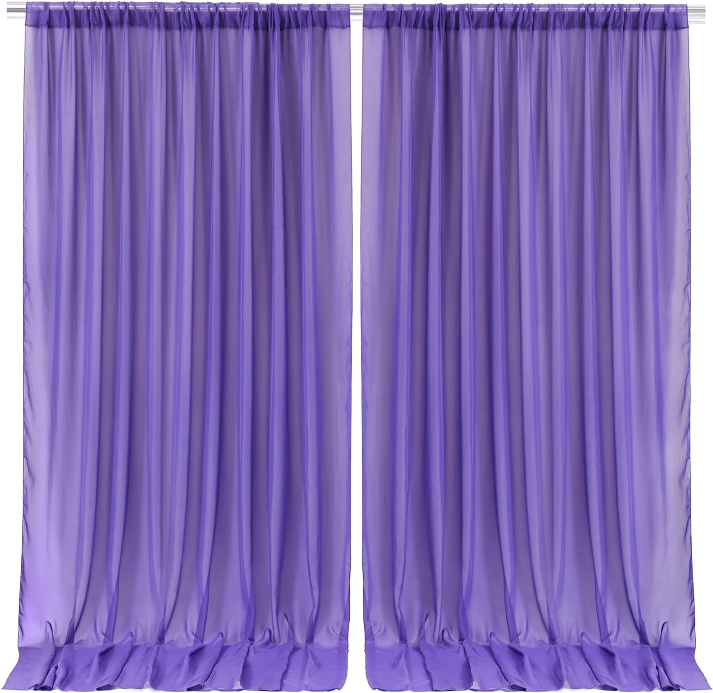 10Ft X 10Ft White Chiffon Backdrop Curtains, Wrinkle-Free Sheer Chiffon Fabric Curtain Drapes for Wedding Ceremony Arch Party Stage Decoration  Wish Care Purple  