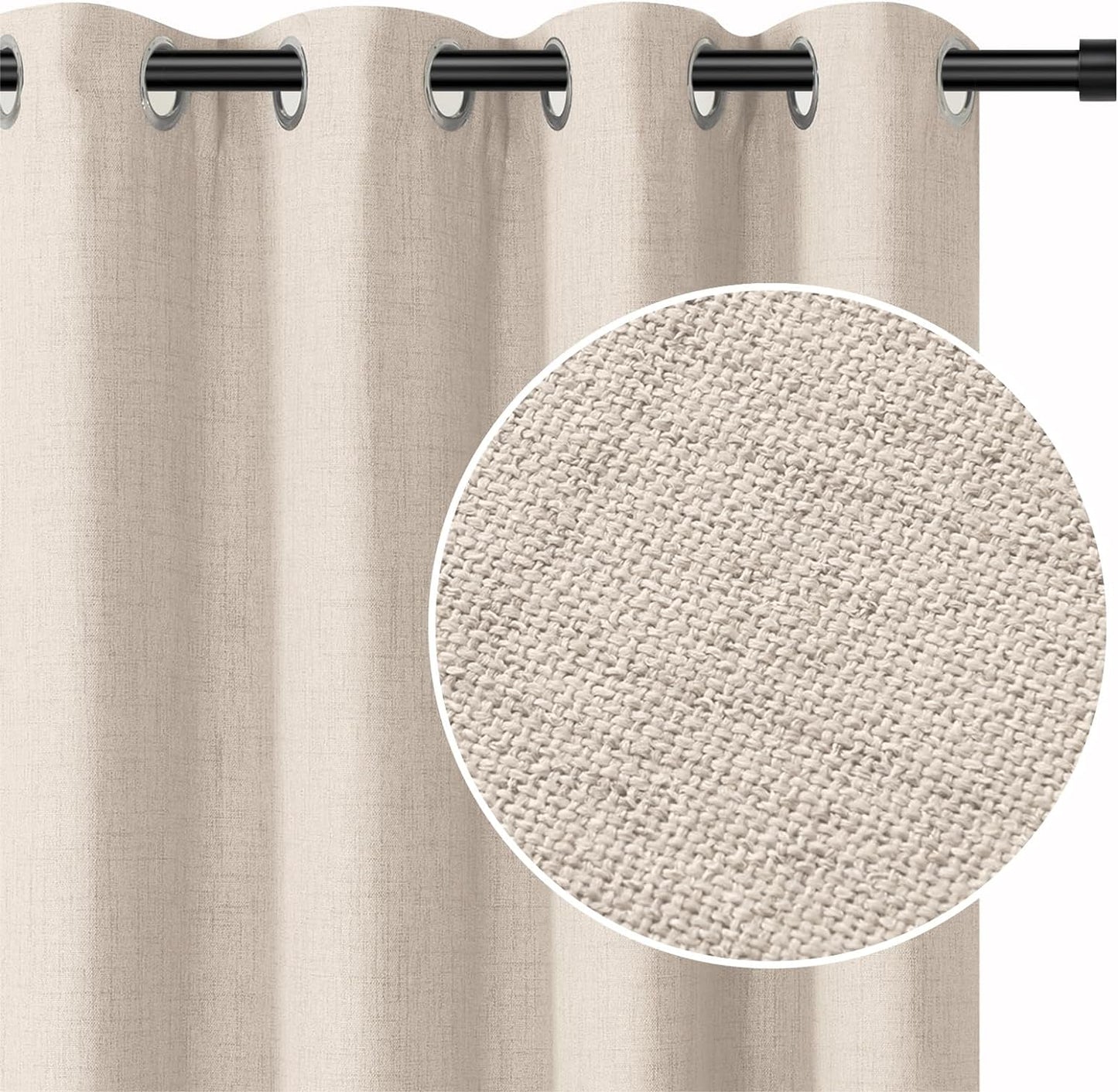 INOVADAY Blackout Curtains 63 Inch Length 2 Panels Set, Thermal Insulated Linen Blackout Curtains & Drapes Grommet Room Darkening Curtains for Bedroom Living Room- Dark Grey, W50 X L63  INOVADAY Oatmeal 50"W X 96"L 