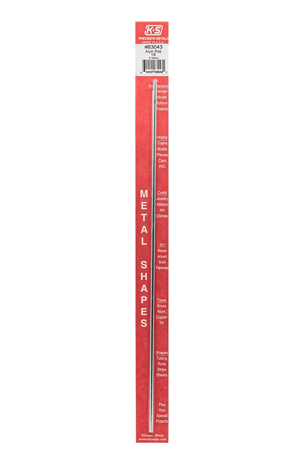 K & S 83042 round Aluminum Rod, 3/32" OD X 12" Long, 1 Piece, Made in the USA