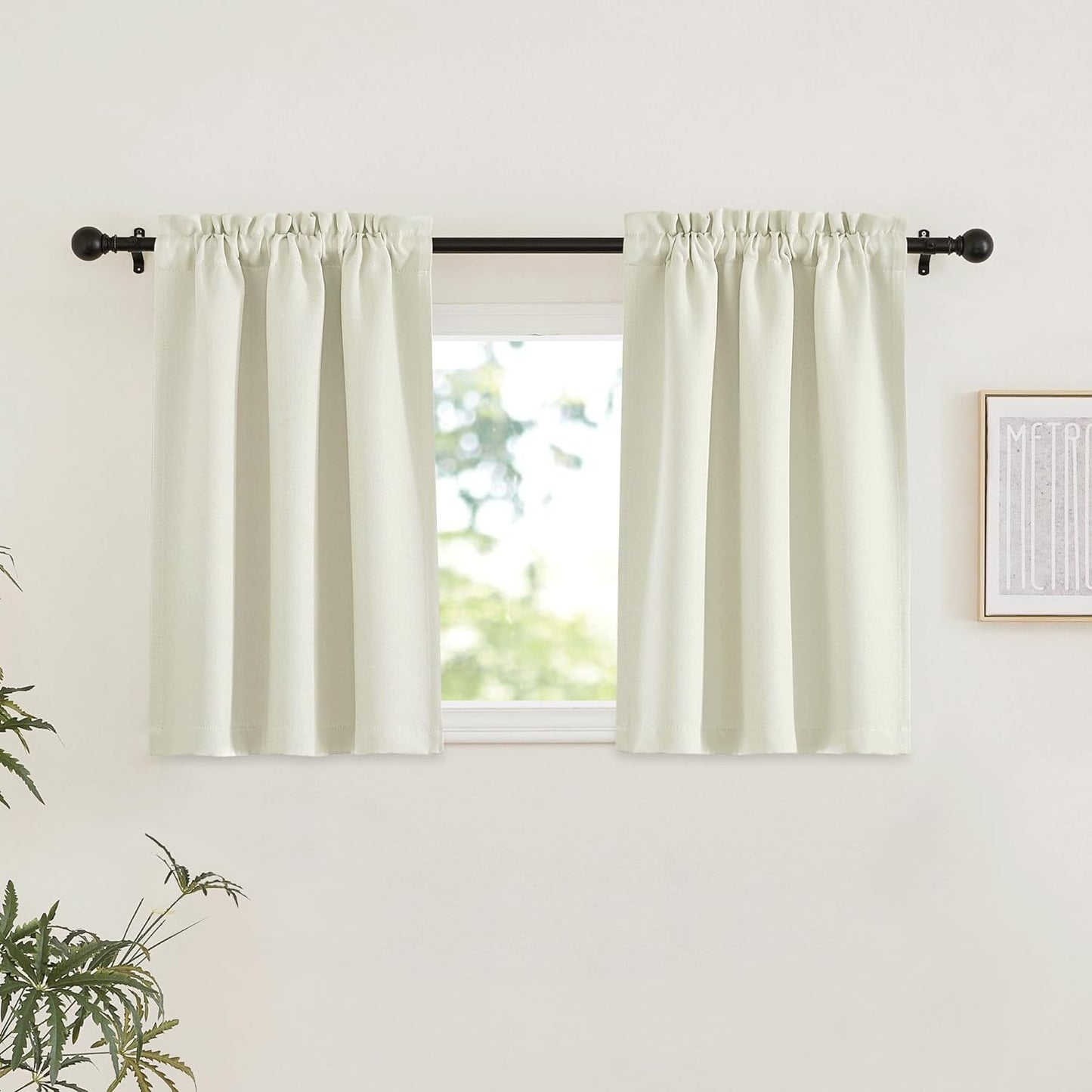NICETOWN Faux Linen Room Darkening Curtains & Drapes for Living Room, Dual Rod Pockets & Hook Belt Heat/Light Blocking Window Treatments Thermal Drapes for Bedroom, Angora, W52 X L84, 2 Panels  NICETOWN Natural W34 X L36 