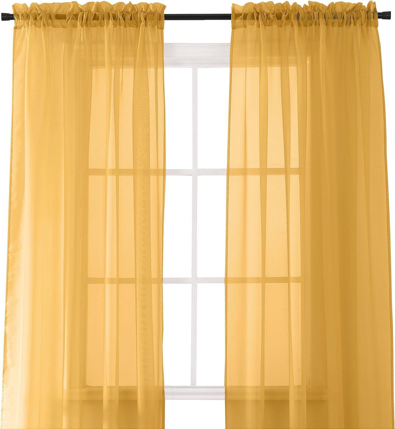 Elegant Comfort 2-Piece Sheer Panel with 2Inch Rod Pocket - Window Curtains 60-Inch Width X 84-Inch Length - Light Blue  Elegant Comfort Gold 40" X 84" 