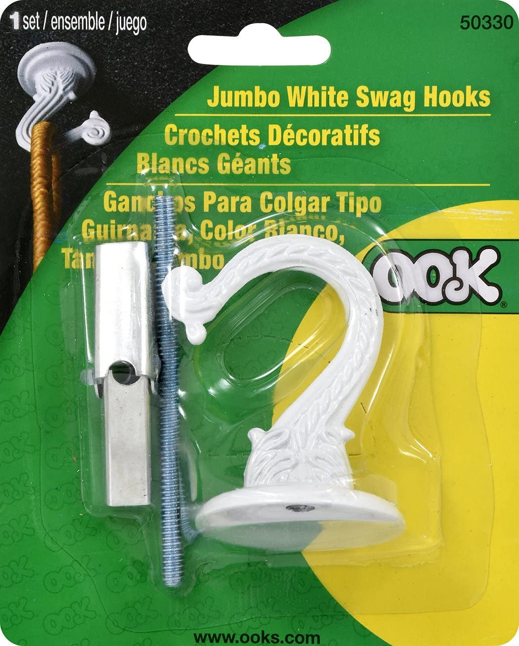 OOK 50330 Jumbo Swag Hook with Hardware, White