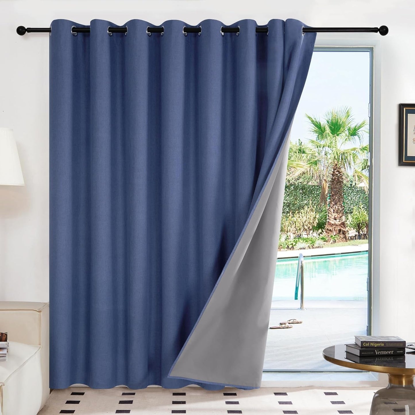 Deconovo Room Divider Curtains for Patio Door, 100% Total Light Blocking Thick Sliding Door Curtains, Extra Wide Blackout Curtains for Bedroom and Living Room (Flaxen, 100W X 84L Inch)