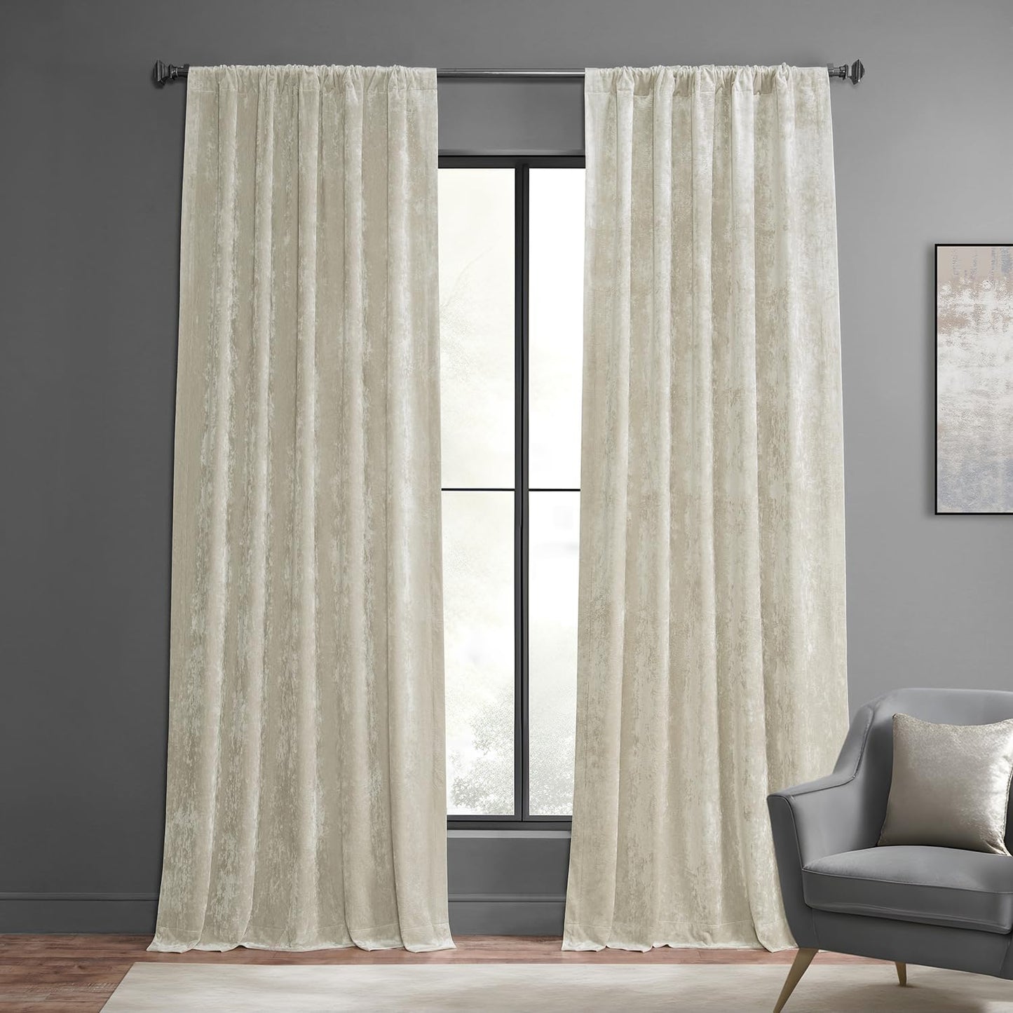 HPD Half Price Drapes Lush Crush Velvet Curtains - Room Darkening Curtain 96 Inches Long for Bedroom & Living Room, Luxury Look, Rod Pocket Design, (1 Panel), 50W X 96L, Taupe  Exclusive Fabrics & Furnishings Champagne 50W X 108L 