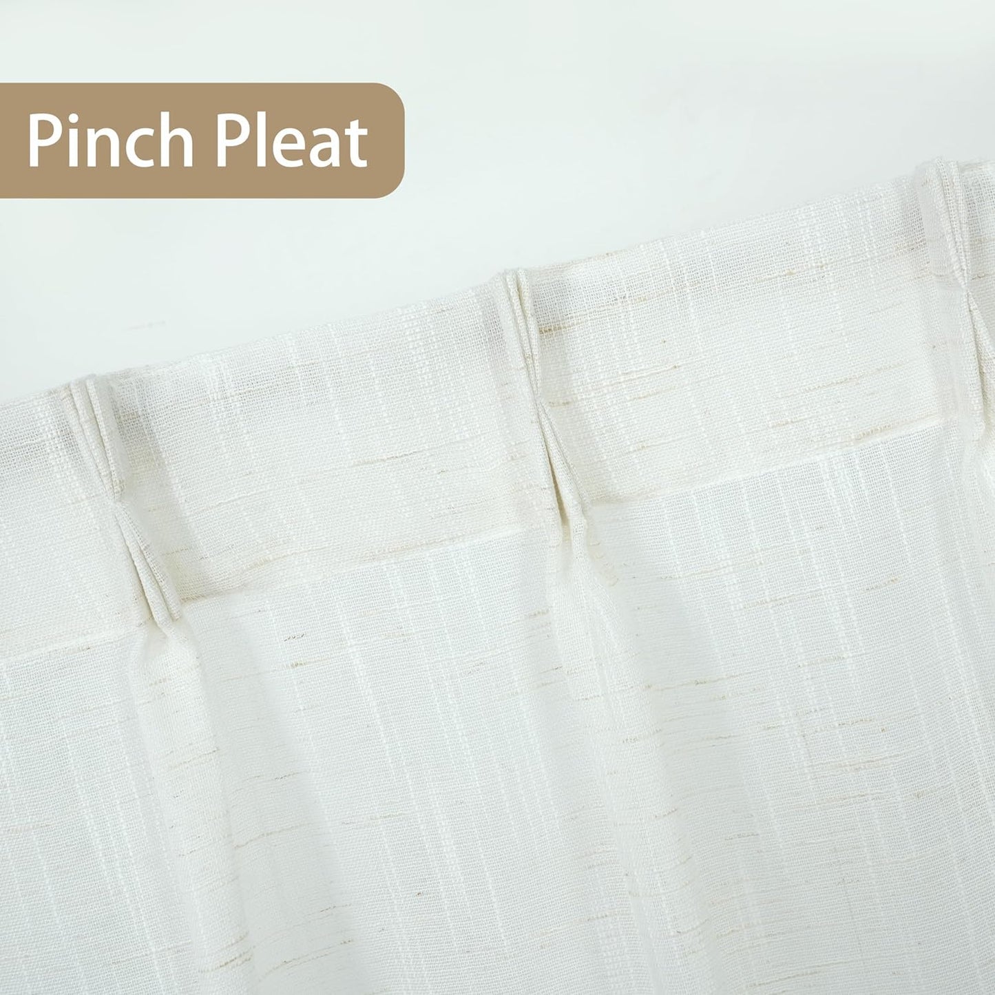 Driftaway Pinch Pleat Kitchen Curtains Linen Textured Short Linen Curtains for Bathroom Laundry Room Cafe Curtains Half Window Curtains 2 Panels Farmhouse Rustic Back Tabs 30 X 36 Inches Ivory Birch  DriftAway   