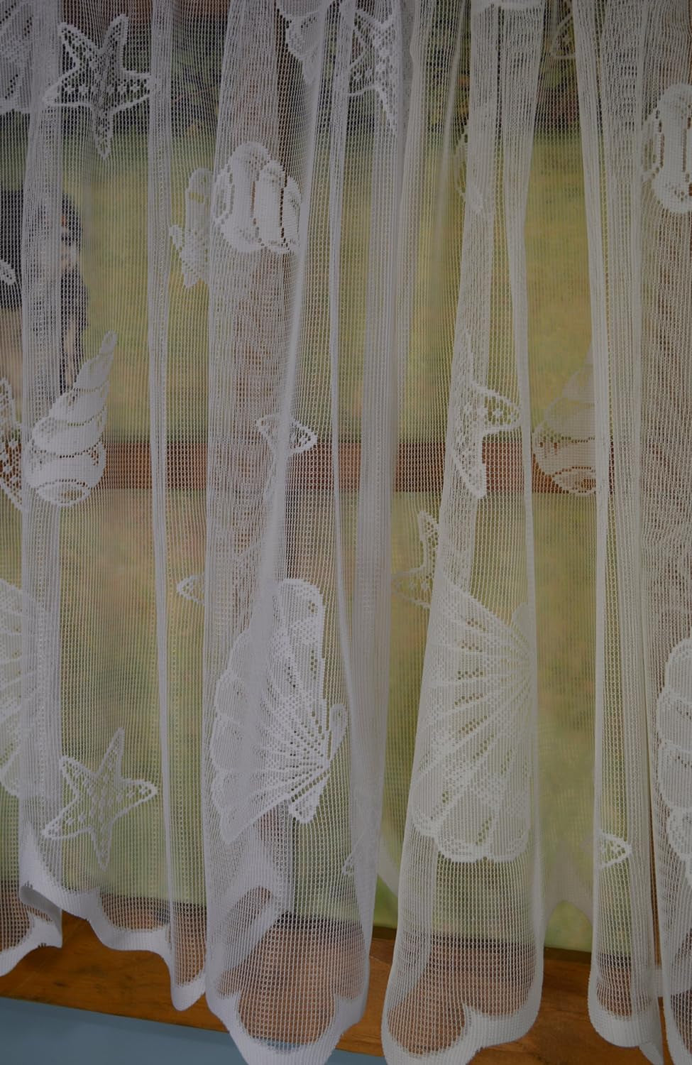Curtain Chic Seashells Lace Swag, White 56''Wide X 38''Long