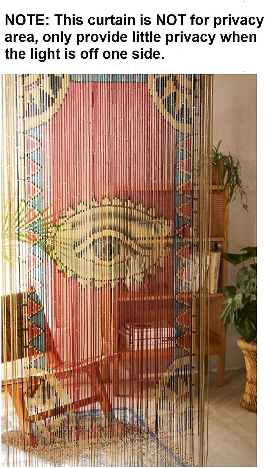 The Eye Bamboo Beaded Curtain for Doorway, Boho Beaded Curtain for Closets, Door Beads Decoration, Bamboo Beads for Doorways 35.5 in X 78 In  TACHILC   
