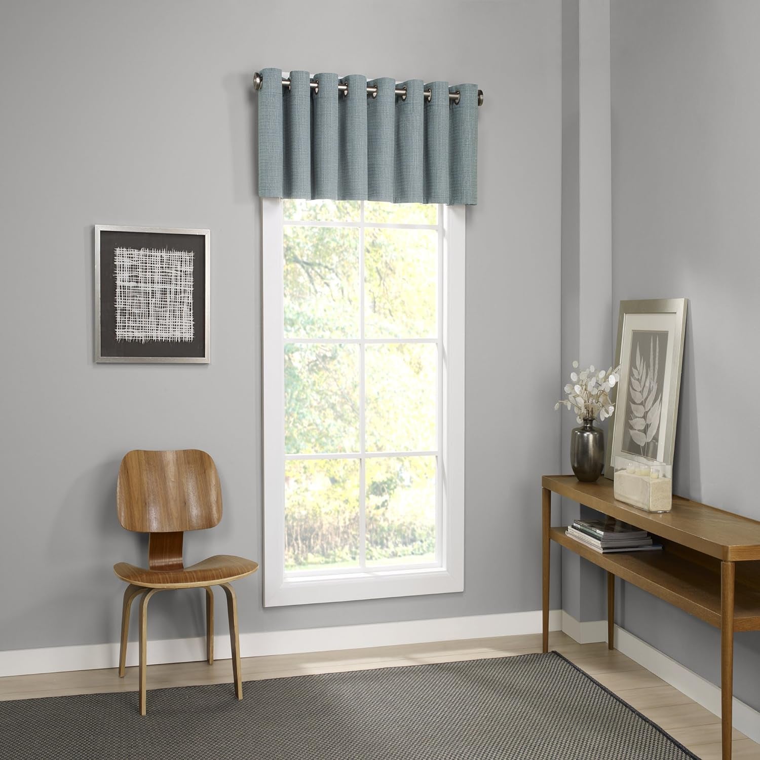 Eclipse Valances for Windows - Palisade 52" X 18" Short Curtain Valance Small Window Curtains Bathroom, Living Room and Kitchens, Grey