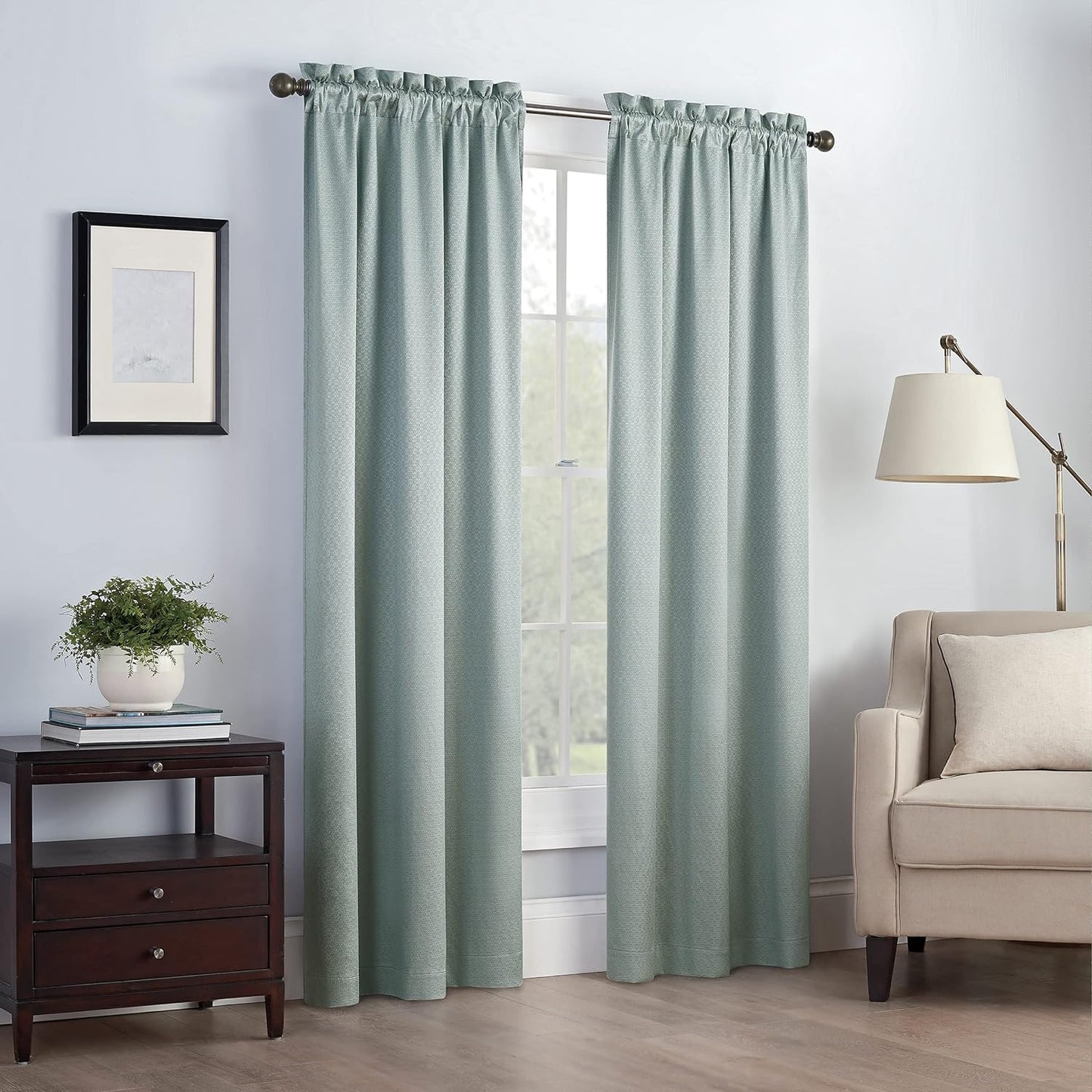 Eclipse Canova Thermal Insulated Single Panel Rod Pocket Darkening Curtains for Living Room, 42 in X 63 In, CHARCOAL  Keeco LLC River Blue 42 In X 95 In 