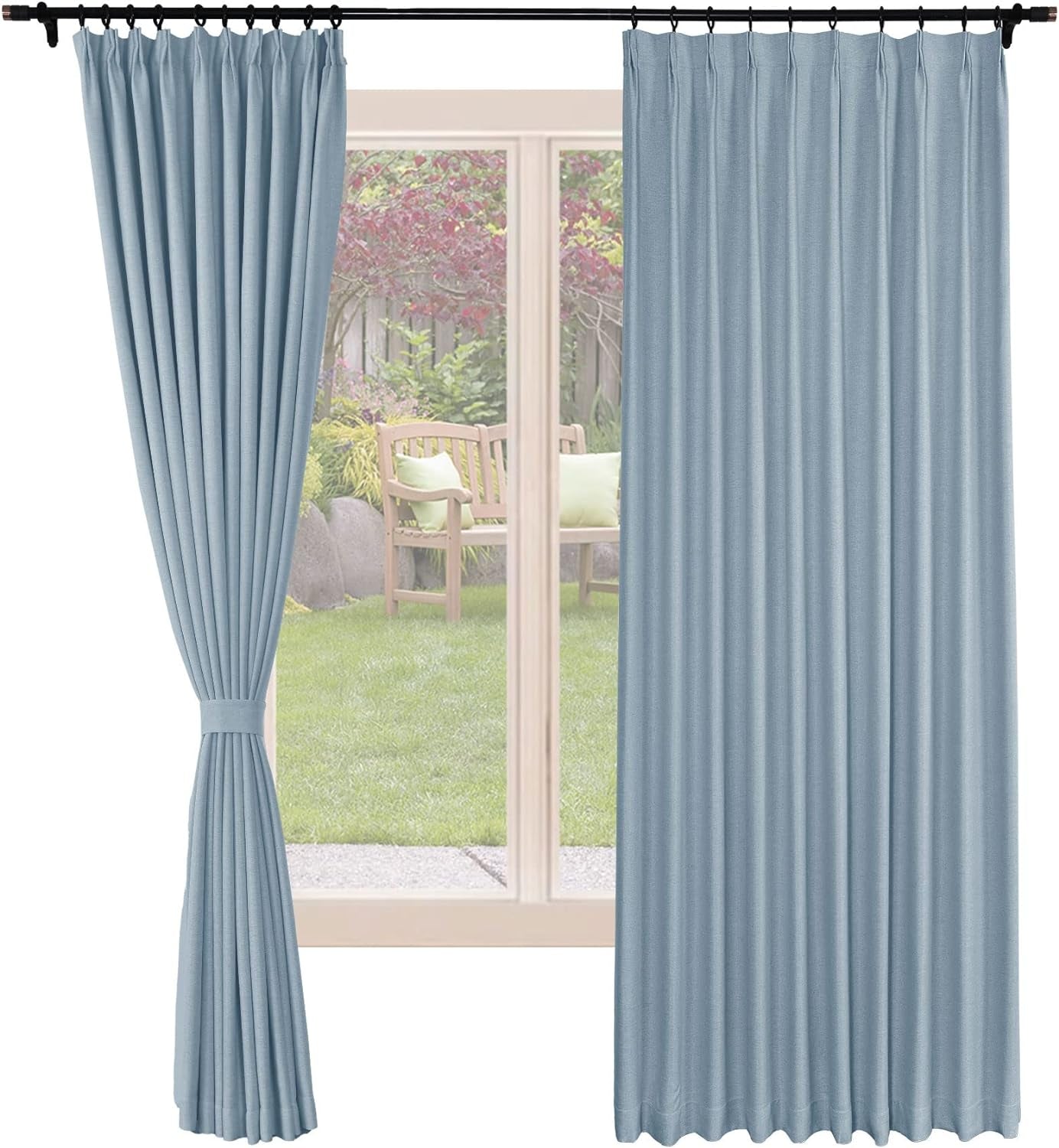 Frelement Blackout Curtains Natural Linen Curtains Pinch Pleat Drapery Panels for Living Room Thermal Insulated Curtains, 52" W X 63" L, 2 Panels, Oasis  Frelement 19 Cloisoone (100Wx84L Inch)*2 