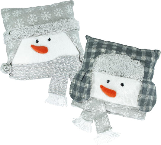 Hanna'S Handiworks Winter Snowman 13” Toss Pillow- Traditional Gray Knit Decorative Cushion for Christmas Holiday- 3D Figure- Perfect for Decorating Living Room, or Gift (1 of 2 Assorted Styles)
