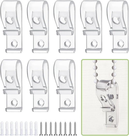 8 Pcs Cordless Blinds Cord Safety Window Blind Cord Guides Roller Blinds Chain Fixation Hook with Expansion Screw, Fixed Roller and Roman Shades Bead Chains
