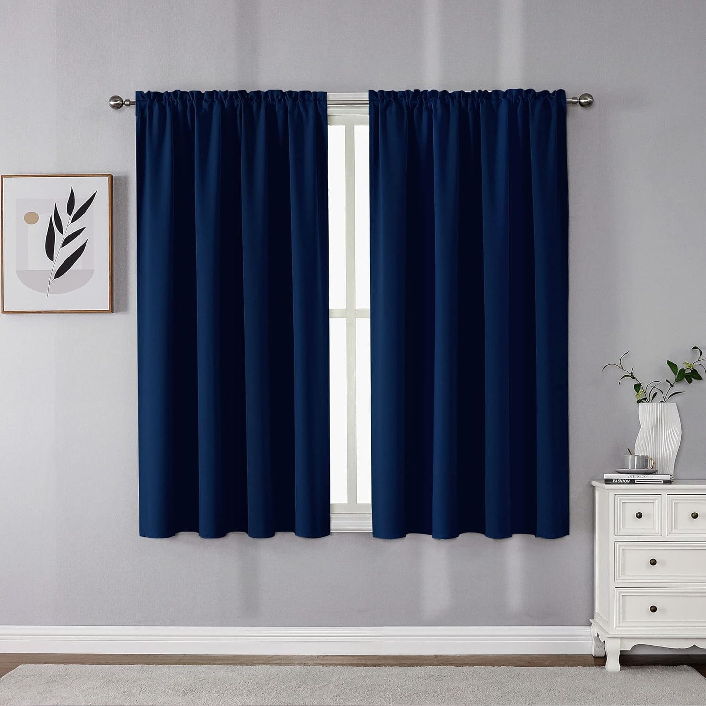 CUCRAF Blackout Curtains 84 Inches Long for Living Room, Light Beige Room Darkening Window Curtain Panels, Rod Pocket Thermal Insulated Solid Drapes for Bedroom, 52X84 Inch, Set of 2 Panels  CUCRAF Royal Blue 52W X 54L Inch 2 Panels 
