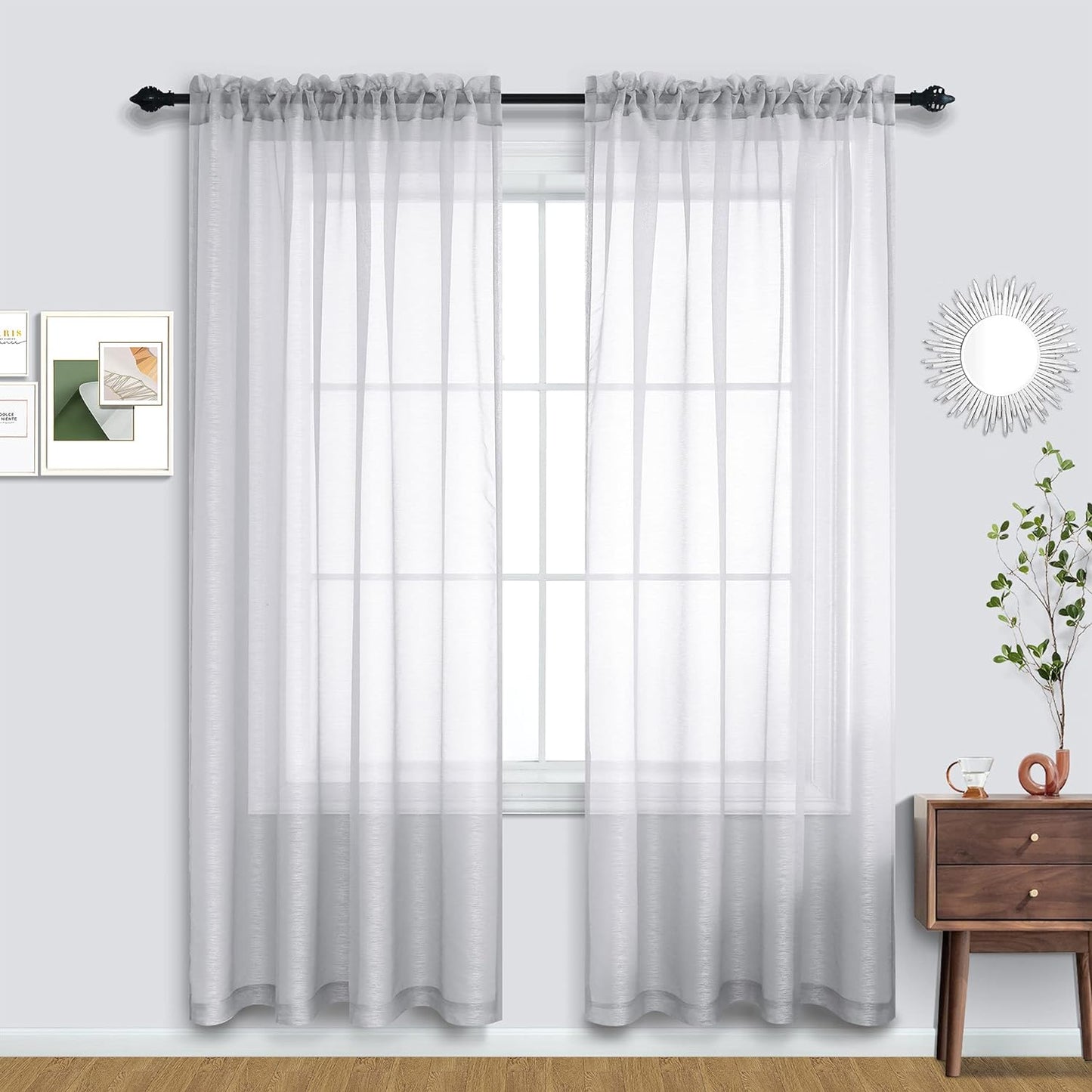 Terracotta Curtains 84 Inch Length for Living Room 2 Panel Sets Rod Pocket Sheer Curtains for Living Room Rust Burnt Orange Red  PITALK TEXTILE Silver 52X96 