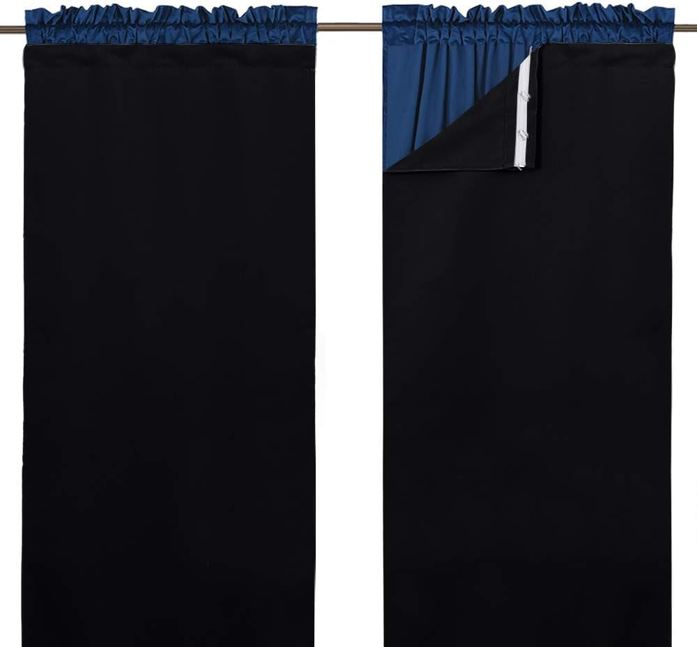 NICETOWN Thermal Insulated Blackout Liner - Blackout Curtain Liner for 63 Inches Drapes, Light Blocking Curtain Liners, Block Out Curtain Liners, Hooks Included, 2 Panels, 45W by 58L Inches  NICETOWN Black 2 X W45" X L58" 
