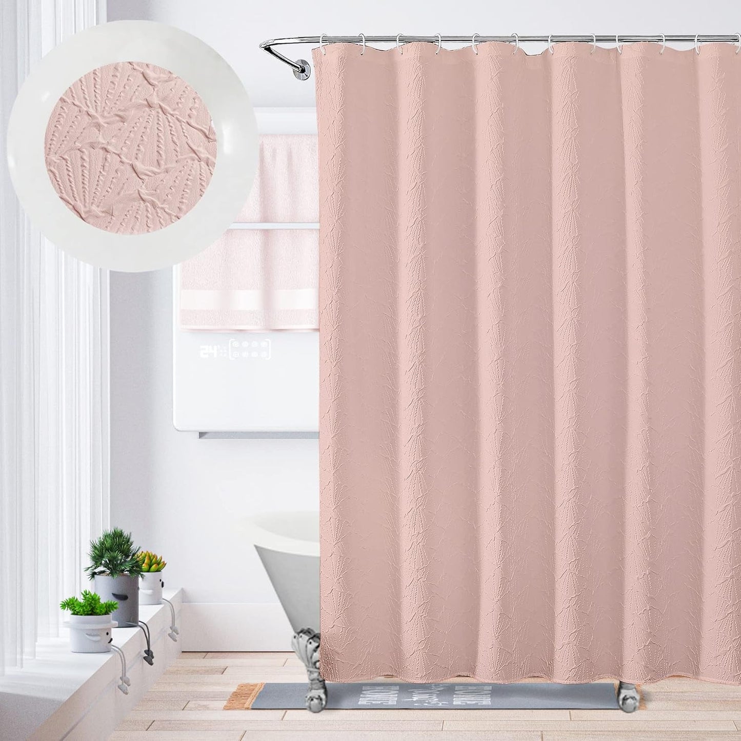 OVZME Yellow Shower Curtain for Bathroom, 3D Embossed Textured Kid'S Shower Curtain, Fabric Washable Heavy Duty Soft Bath Curtain, Modern Bathroom Decor Soft Cloth Shower Curtain, 72" W X 72" L