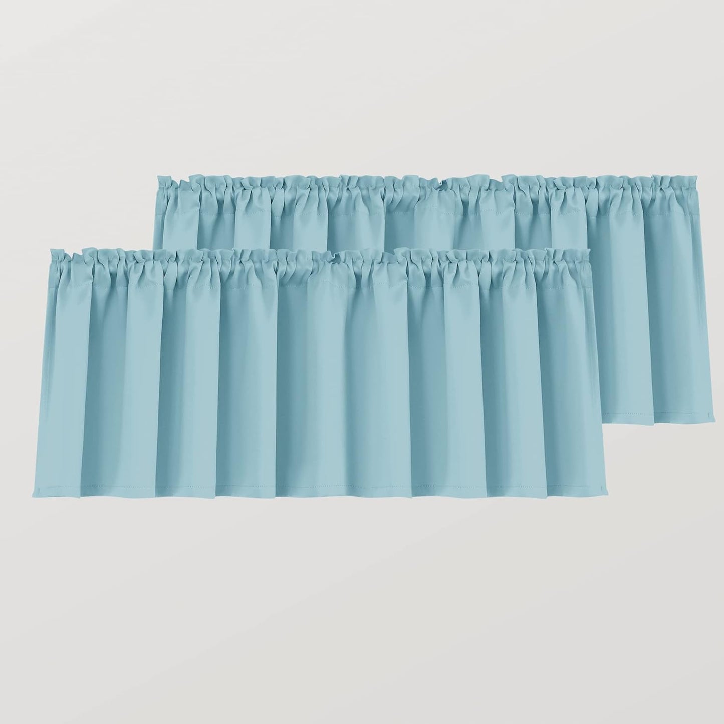 Mrs.Naturall Beige Valance Curtains for Windows 36X16 Inch Length  MRS.NATURALL TEXTILE Light Blue 36X16 