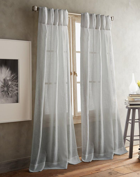 DKNY Paradox Pencil Pleat Sheer Window Curtains for Living Room Panel Pair, 108 Inch, Silver  CHF Silver 108-Inch Panel Pair 