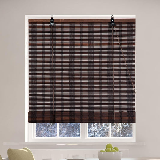 Bamboo Roman Window Blinds Sun Shades, Light Filtering Roller Shades,Any Size 24-72 Wide and 72 High (Dark Brown, 48 * 72)