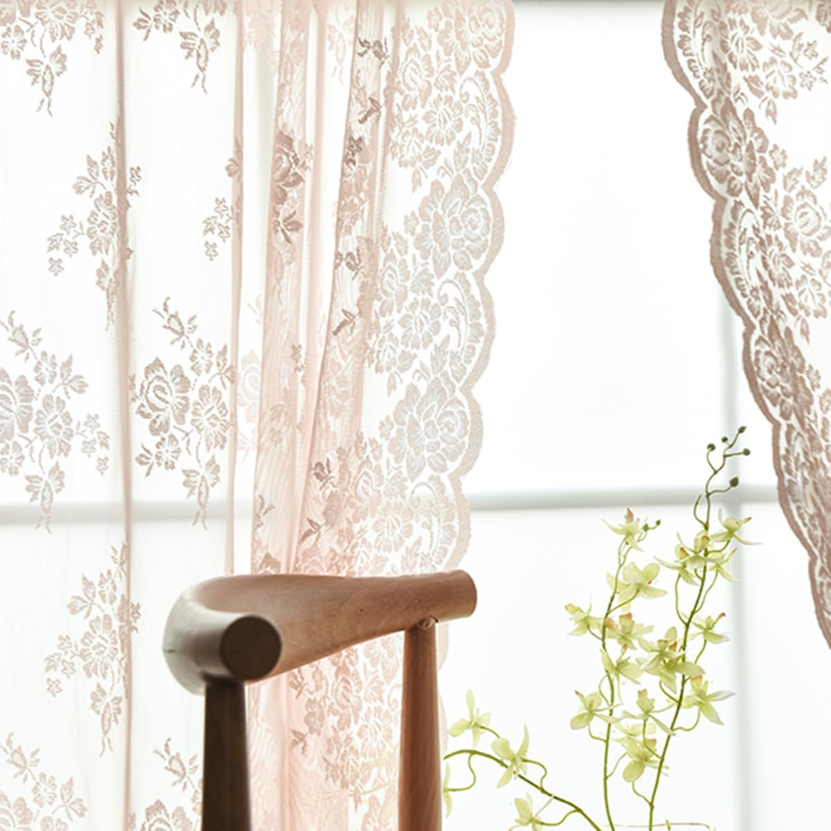 Kotile Sage Green Sheer Valance Curtain for Windows, Rustic Floral Spring Sheer Window Valance Curtain 18 Inch Length, Light Filtering Rod Pocket Lace Valance, 52 X 18 Inch, 1 Panel, Sage Green  Kotile Textile Blush Pink 52 In X 63 In Grommet 