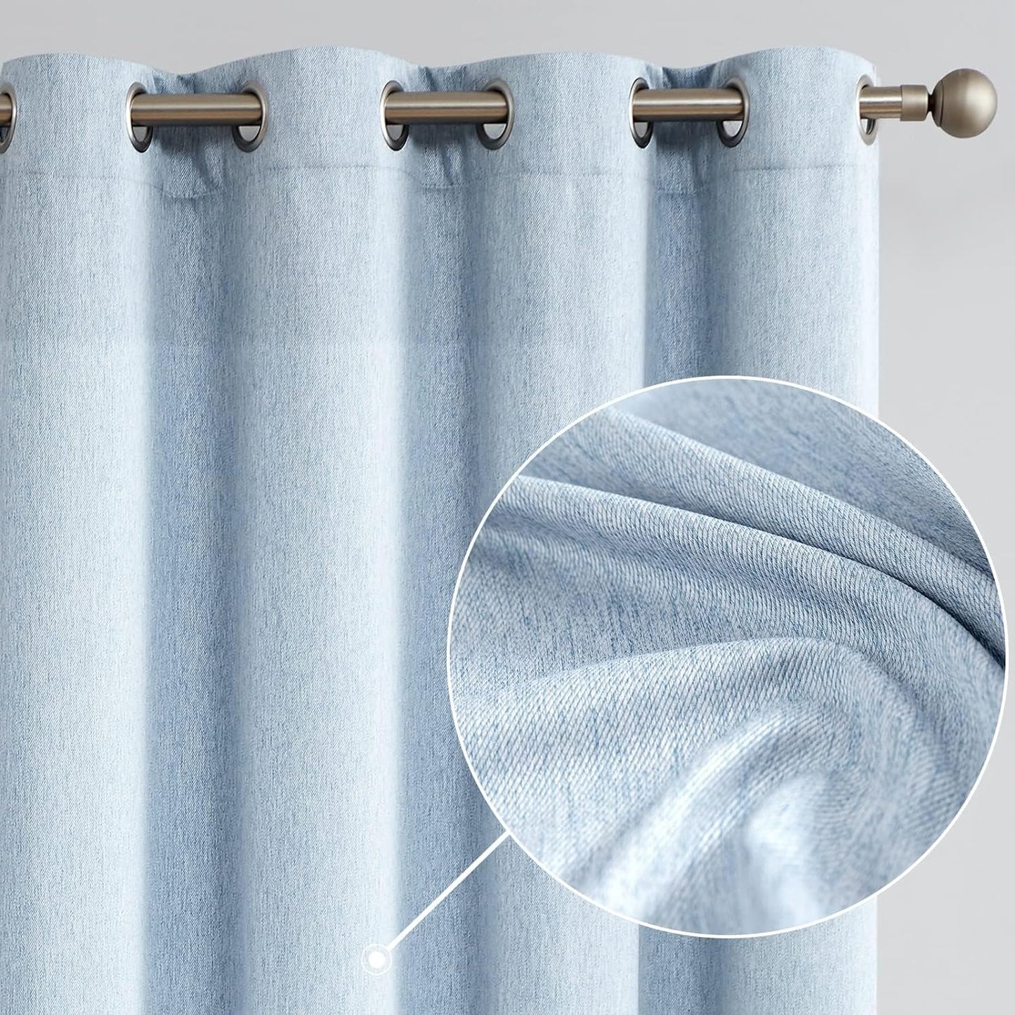 Jinchan Curtains for Bedroom Living Room 84 Inch Long Room Darkening Farmhouse Country Window Curtains Heathered Denim Blue Curtains Grommet Curtains Drapes 2 Panels  CKNY HOME FASHION   